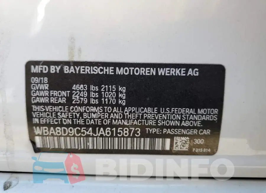 WBA8D9C54JA615873 Photo# 10
