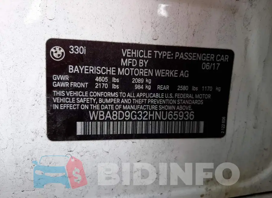 WBA8D9G32HNU65936 Photo# 10