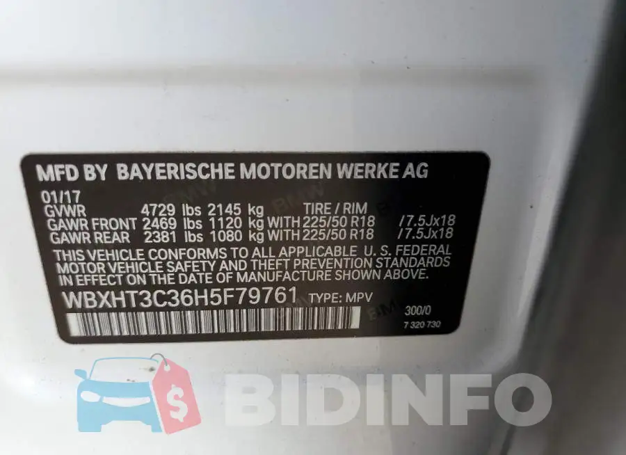 WBXHT3C36H5F79761 Photo# 10