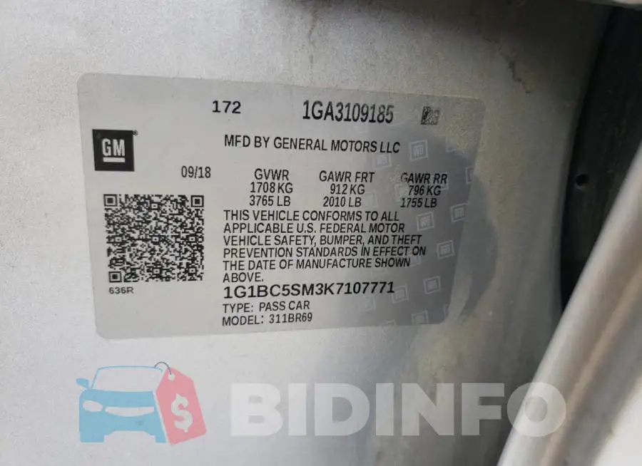 1G1BC5SM3K7107771 Photo# 10