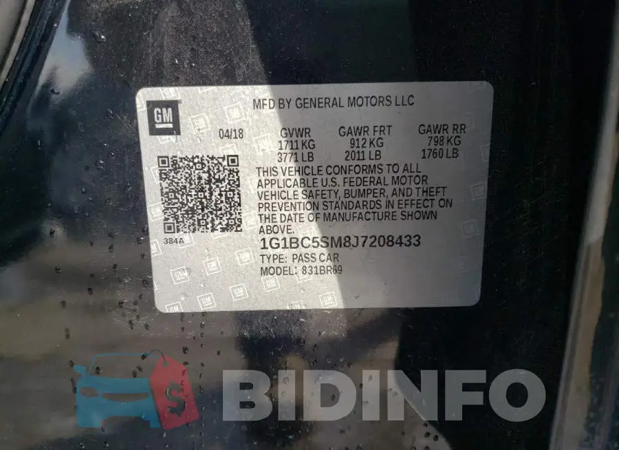 1G1BC5SM8J7208433 Photo# 10