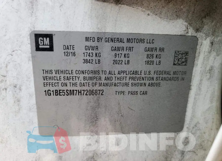 1G1BE5SM7H7206872 Photo# 10
