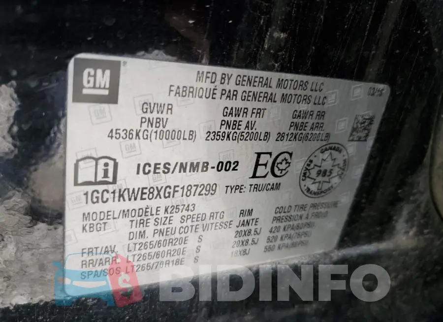 1GC1KWE8XGF187299 Photo# 10