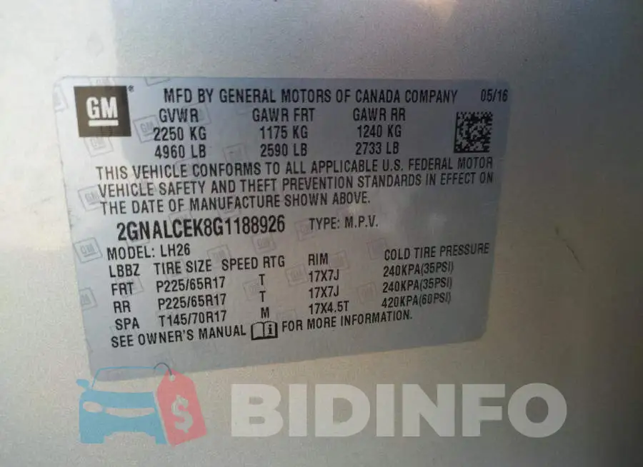 2GNALCEK8G1188926 Photo# 10