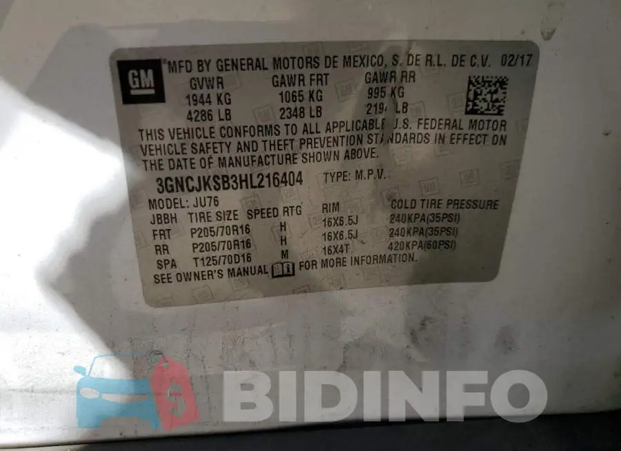 3GNCJKSB3HL216404 Photo# 10