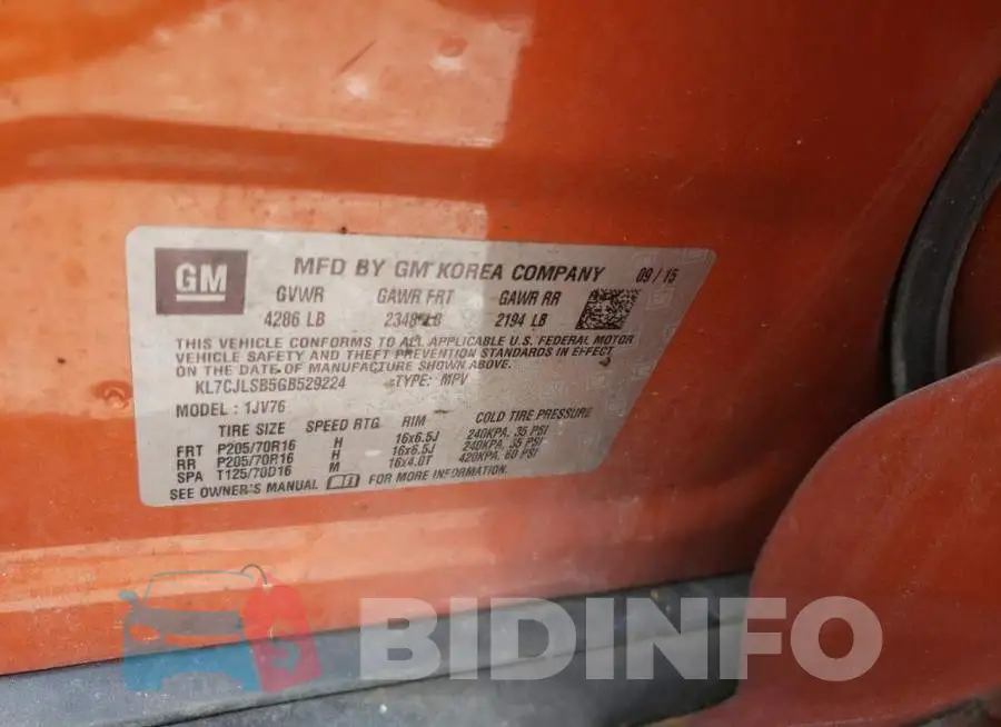 KL7CJLSB5GB529224 Photo# 10
