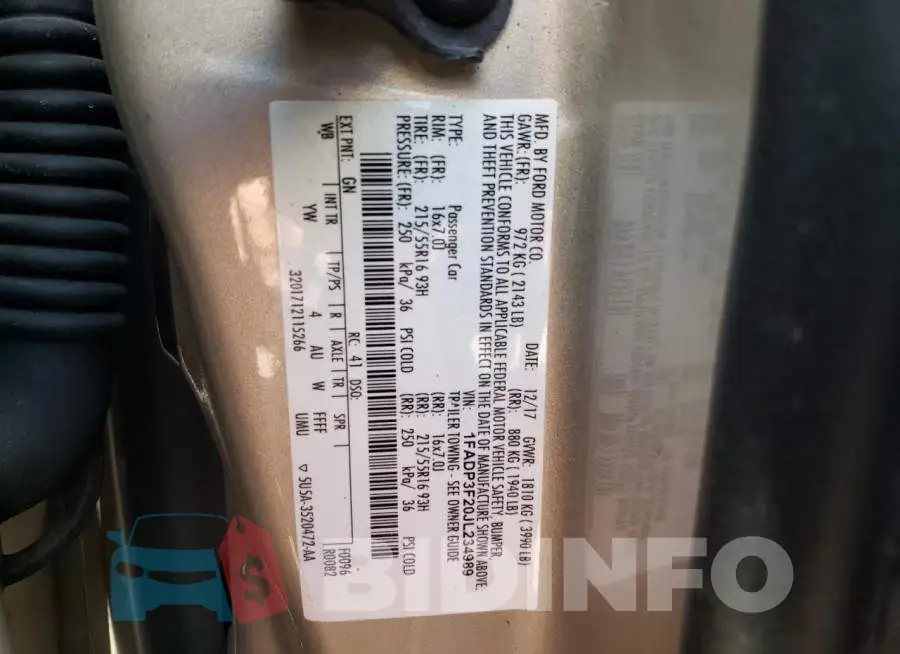 1FADP3F20JL234989 Photo# 10