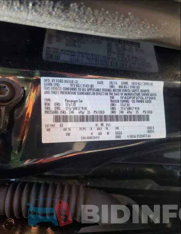 1FADP3F27GL372005 Photo# 10
