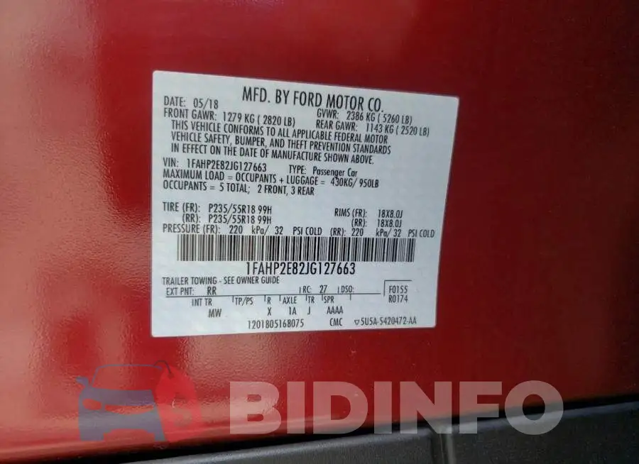 1FAHP2E82JG127663 Photo# 10