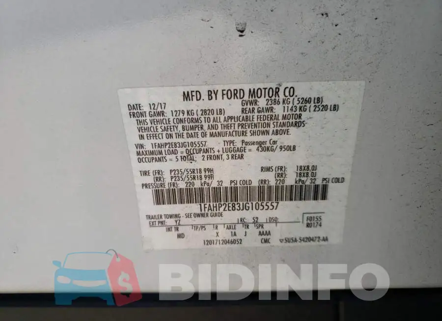 1FAHP2E83JG105557 Photo# 10