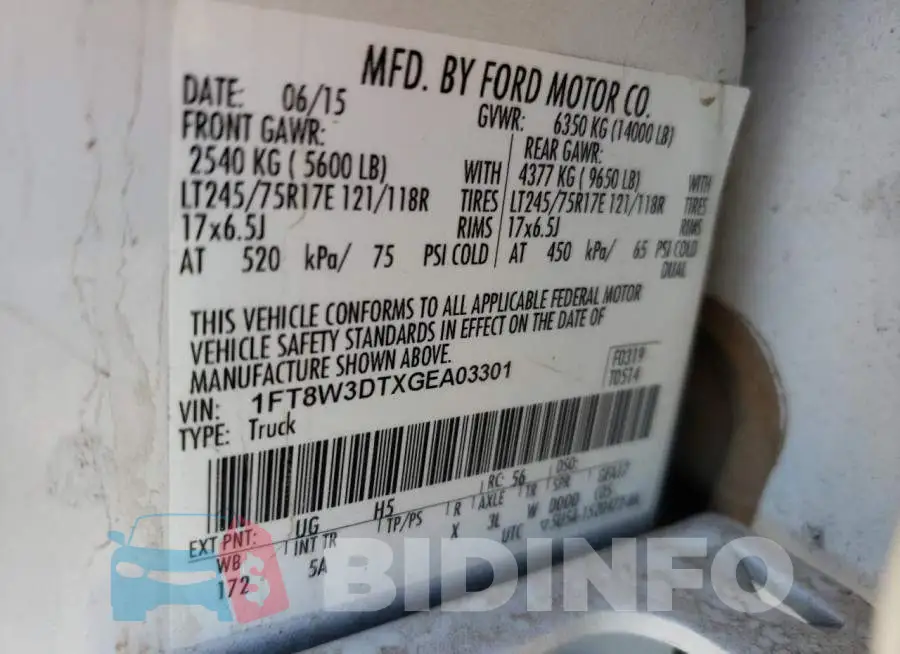 1FT8W3DTXGEA03301 Photo# 10