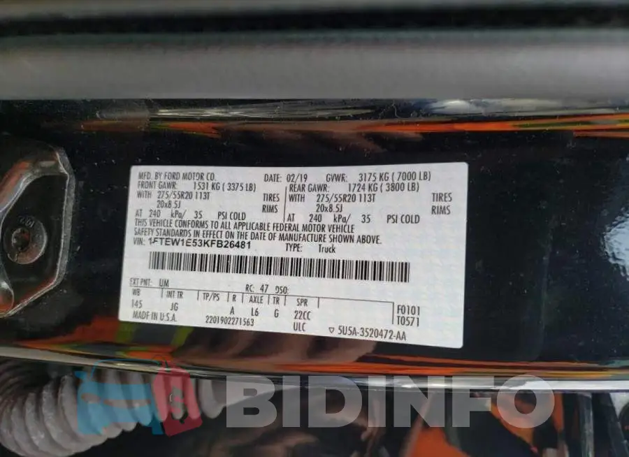 1FTEW1E53KFB26481 Photo# 10