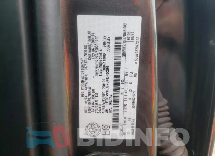 1FTEW1EG7JFD45296 Photo# 10