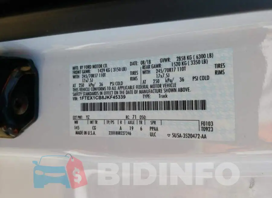 1FTEX1CB8JKF45339 Photo# 10