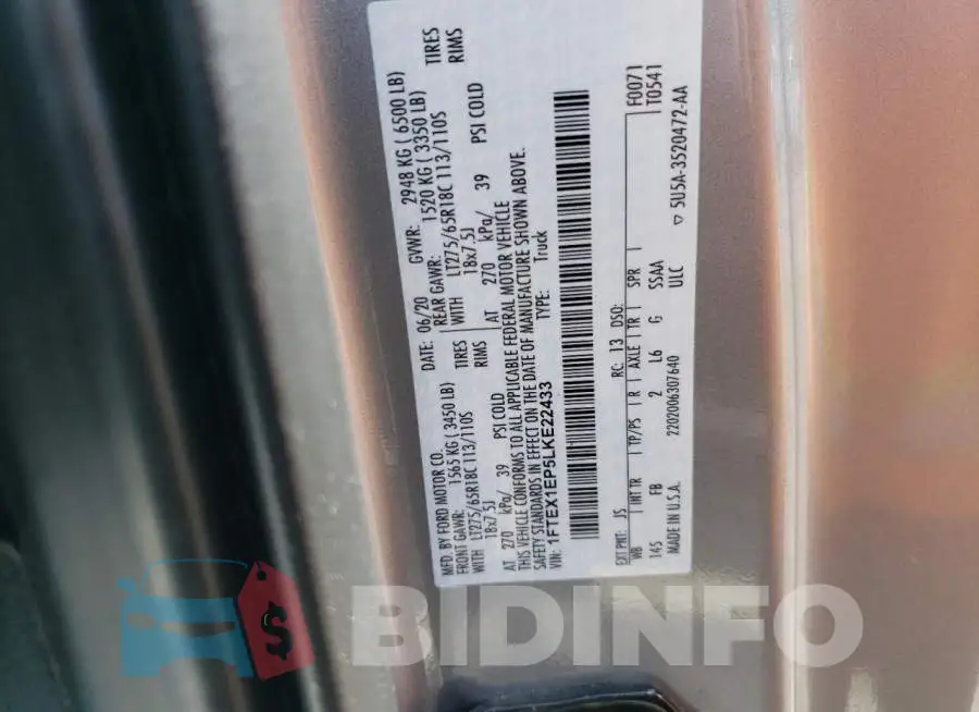 1FTEX1EP5LKE22433 Photo# 10