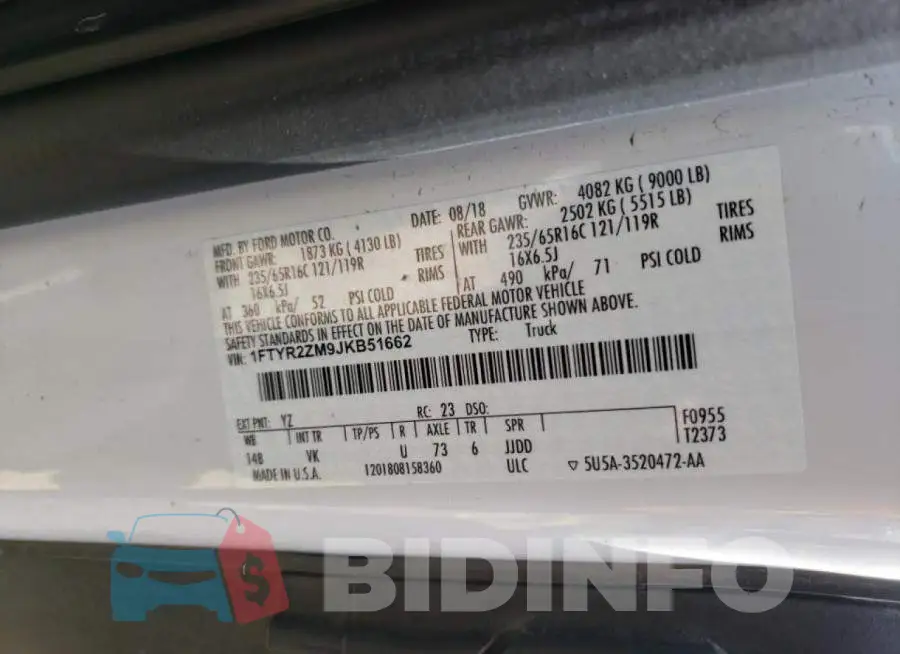 1FTYR2ZM9JKB51662 Photo# 10