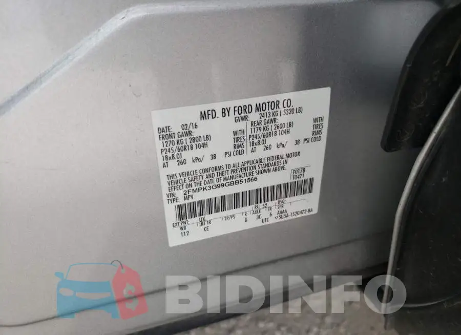 2FMPK3G99GBB51566 Photo# 10