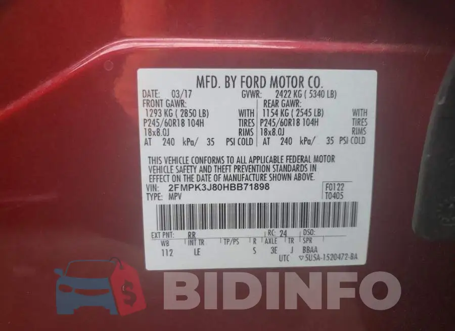 2FMPK3J80HBB71898 Photo# 10