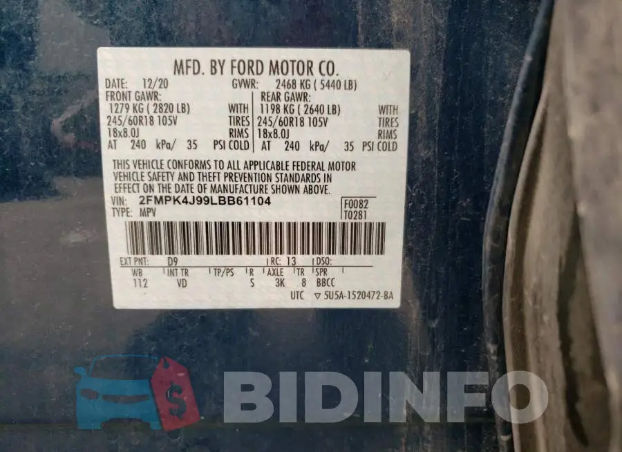 2FMPK4J99LBB61104 Photo# 10