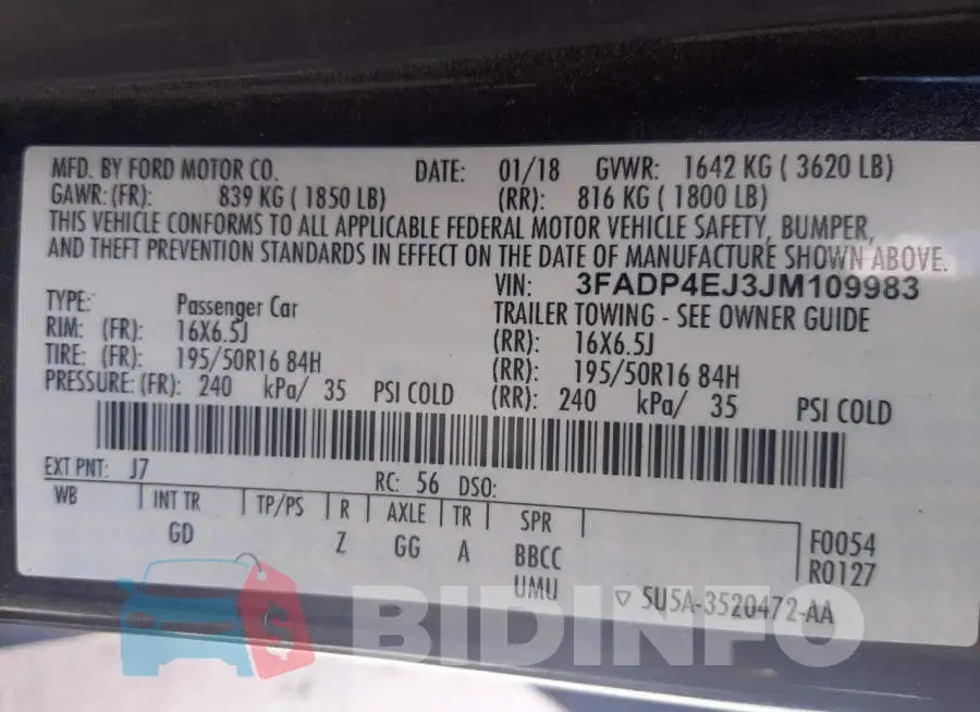 3FADP4EJ3JM109983 Photo# 10