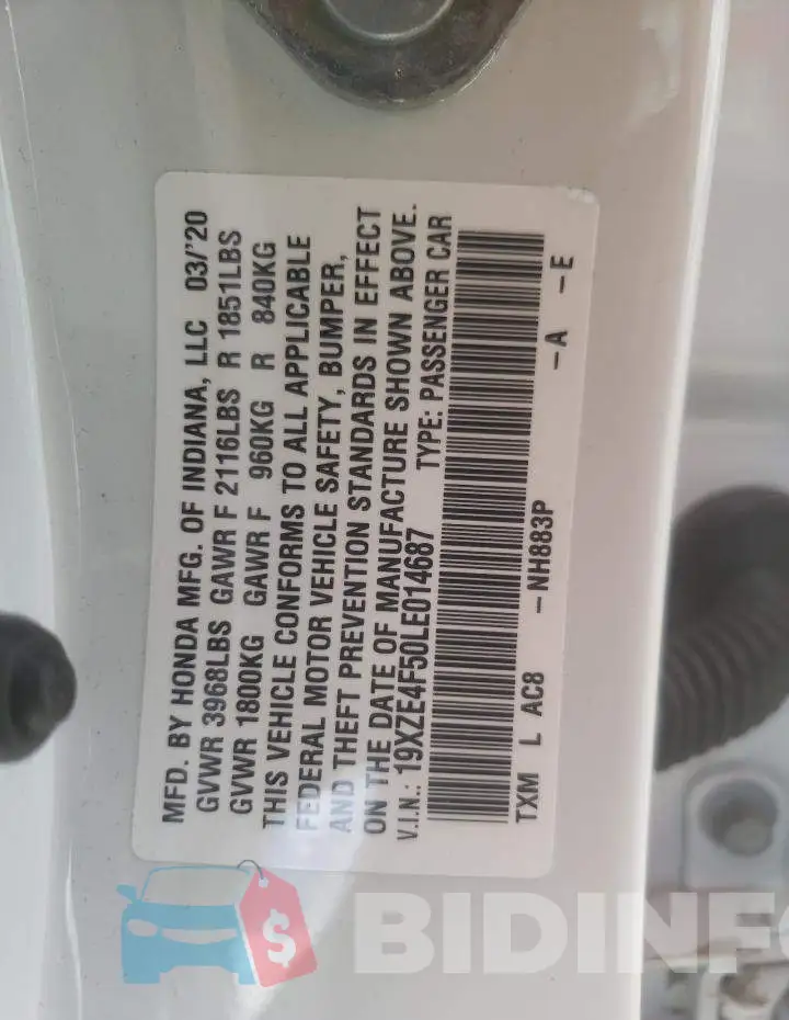19XZE4F50LE014687 Photo# 10
