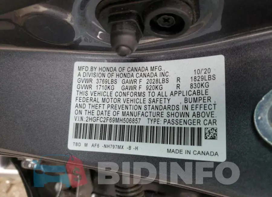 2HGFC2F69MH506857 Photo# 10