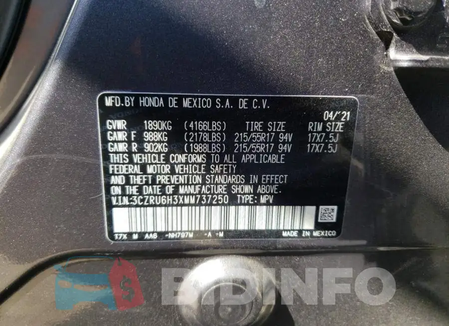 3CZRU6H3XMM737250 Photo# 10