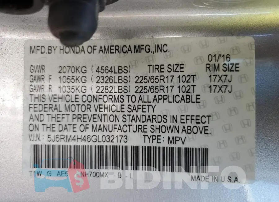 5J6RM4H46GL032173 Photo# 10