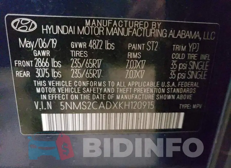 5NMS2CADXKH120915 Photo# 10