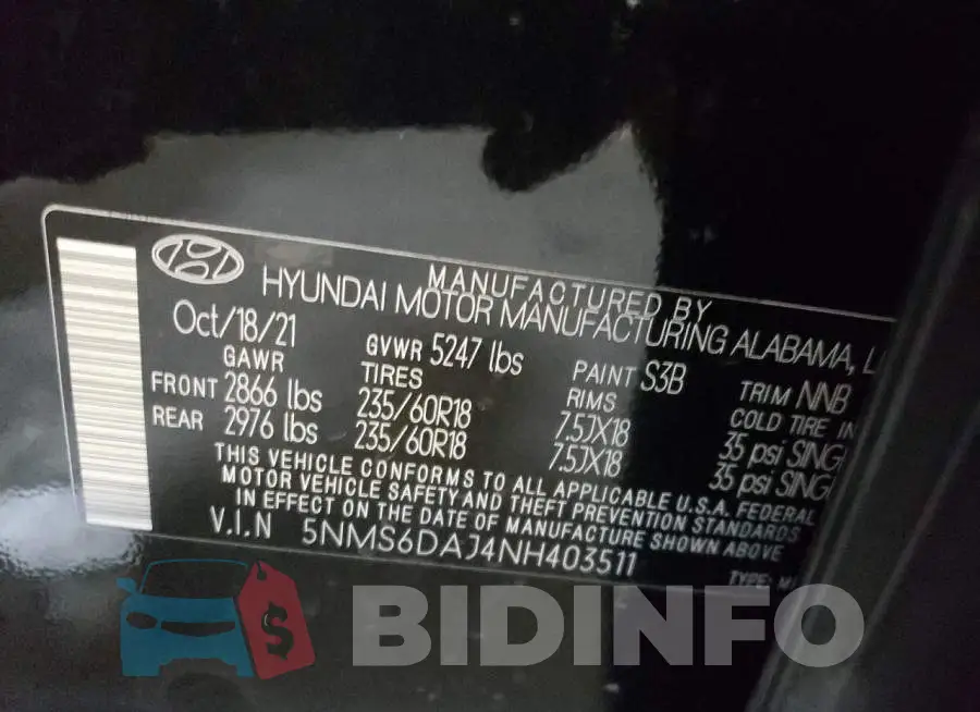 5NMS6DAJ4NH403511 Photo# 10