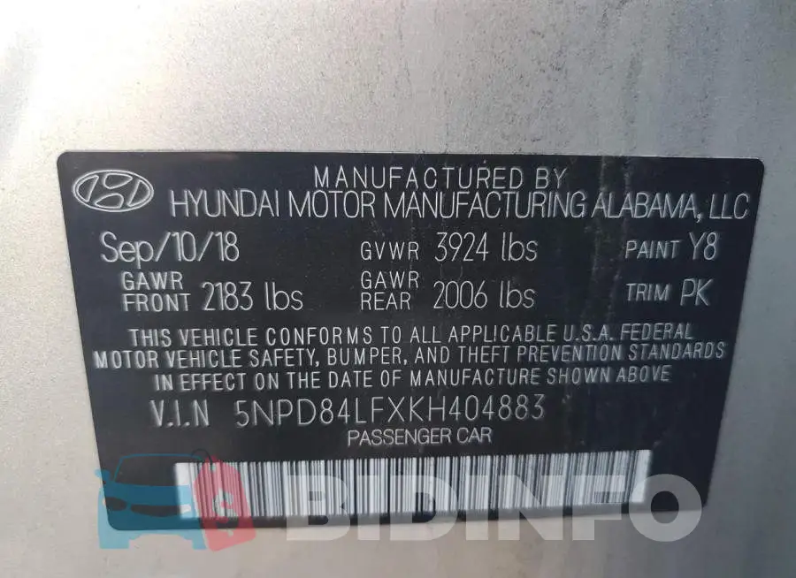 5NPD84LFXKH404883 Photo# 10