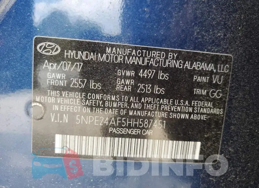5NPE24AF5HH587451 Photo# 10