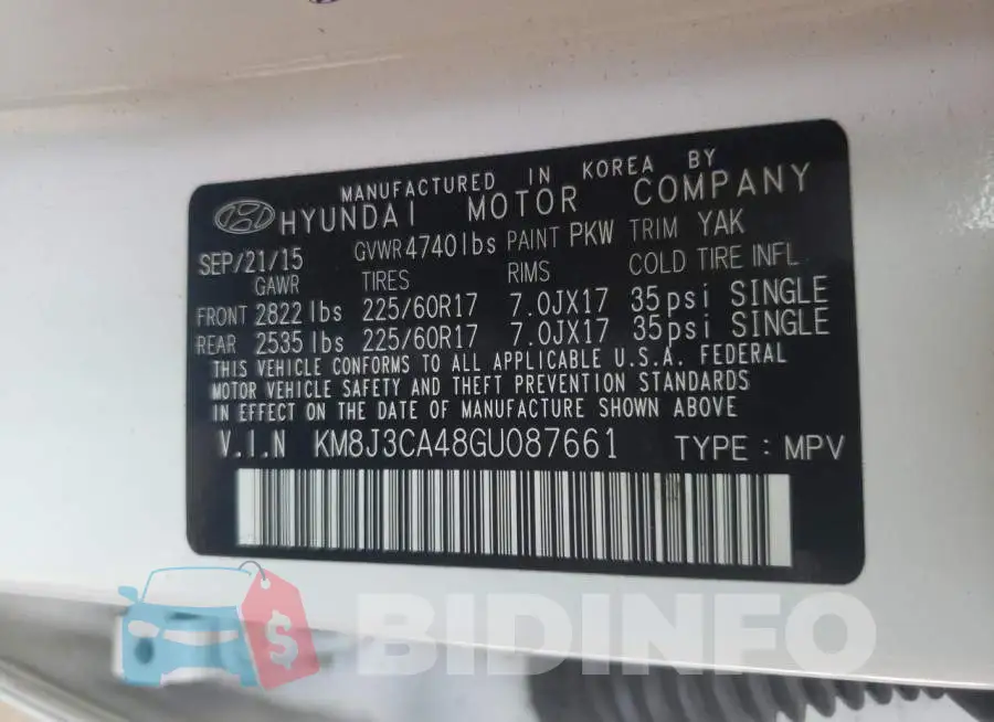 KM8J3CA48GU087661 Photo# 10