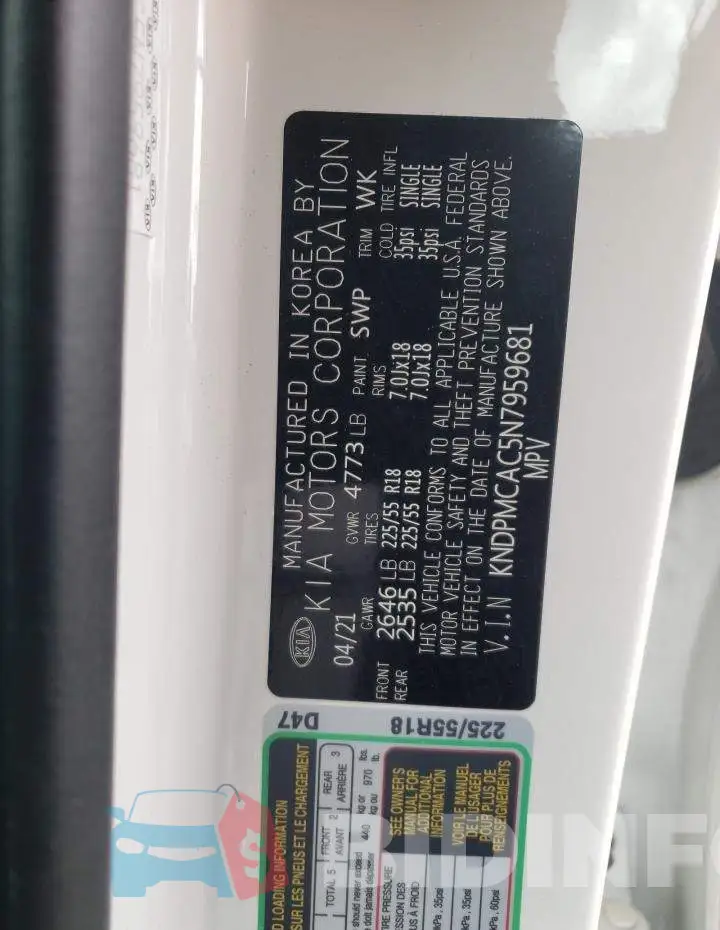 KNDPMCAC5N7959681 Photo# 10