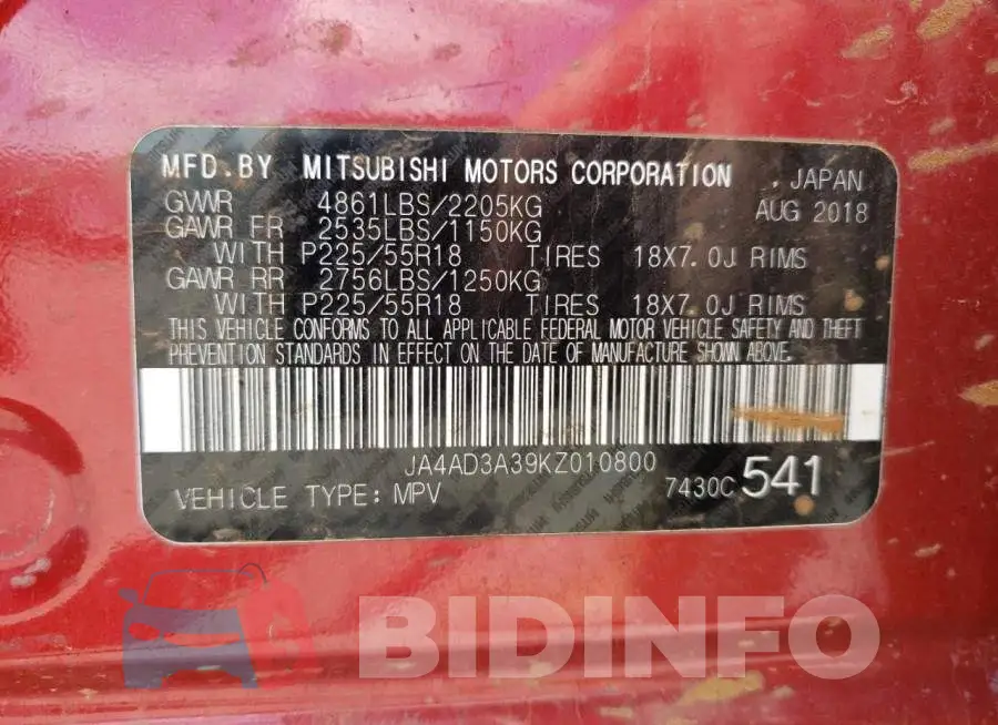 JA4AD3A39KZ010800 Photo# 10