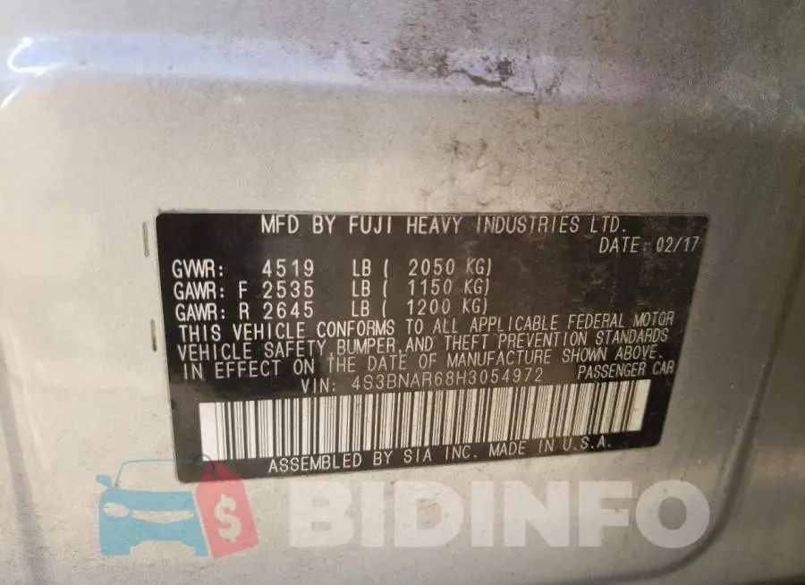 4S3BNAR68H3054972 Photo# 10