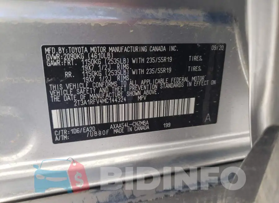 2T3A1RFV4MC144324 Photo# 10