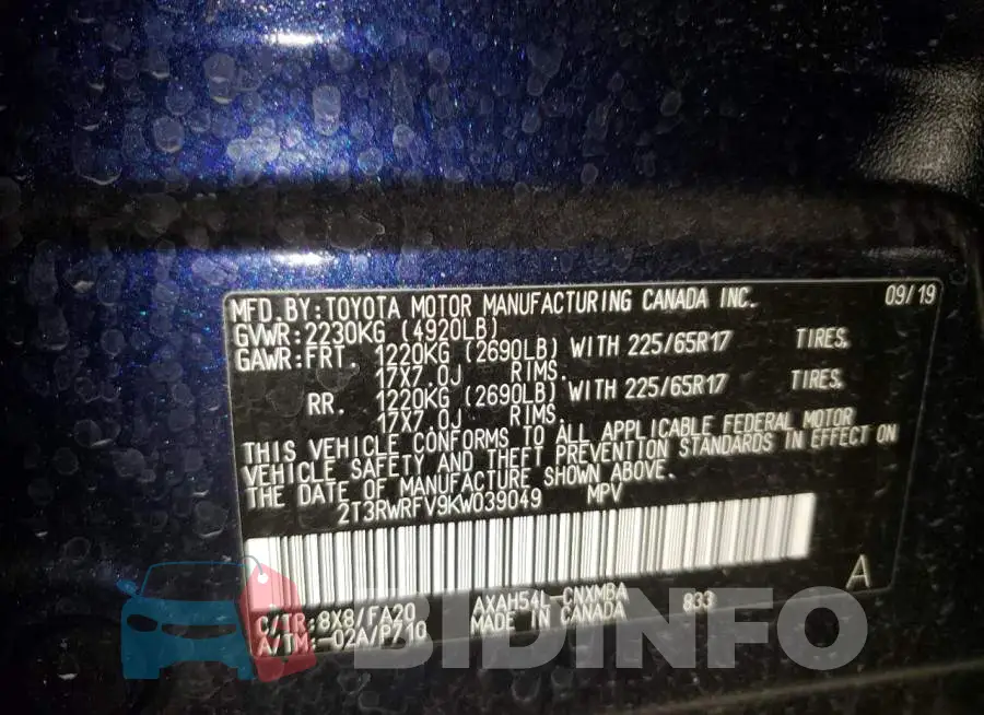 2T3RWRFV9KW039049 Photo# 10