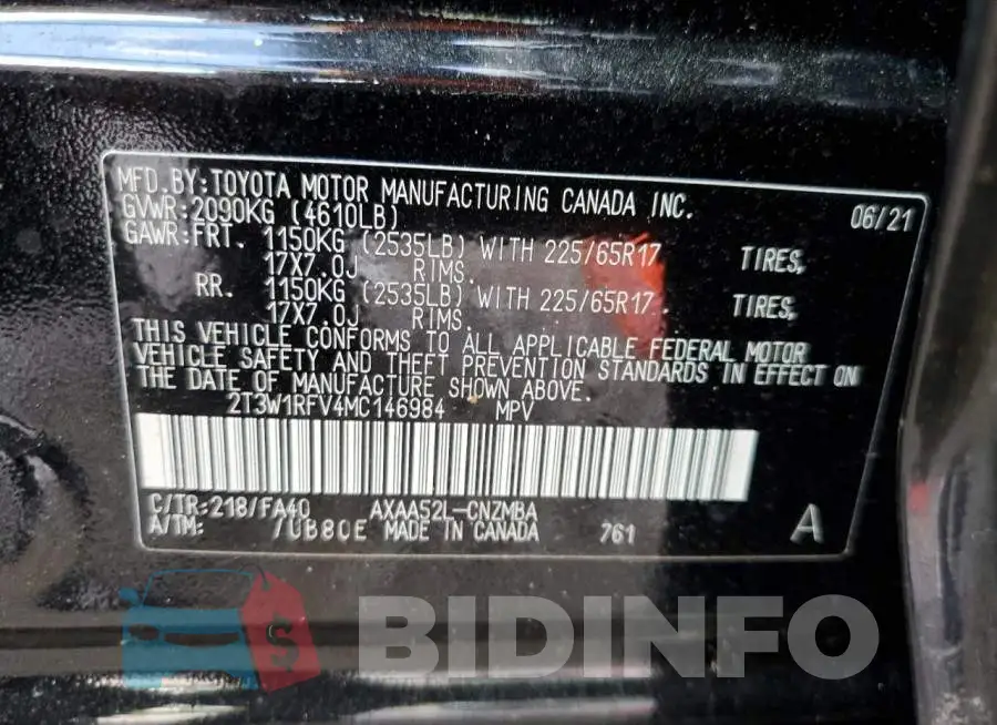 2T3W1RFV4MC146984 Photo# 10