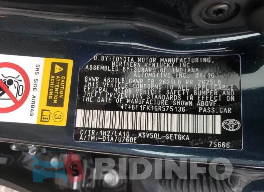 4T4BF1FK1GR575136 Photo# 10
