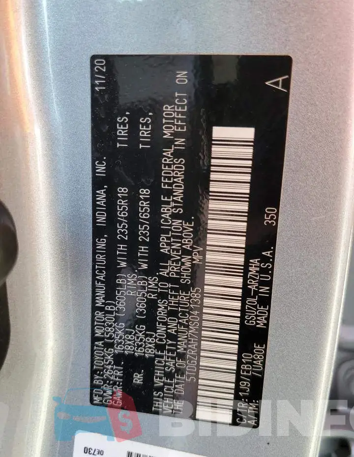 5TDGZRAH7MS041385 Photo# 10