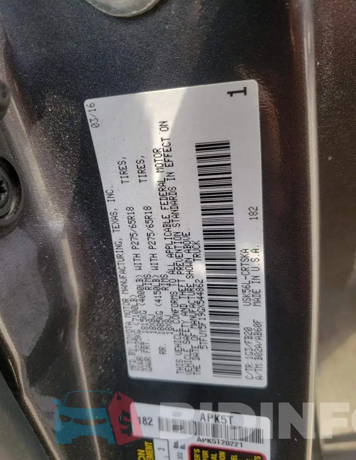 5TFUY5F19GX544862 Photo# 10