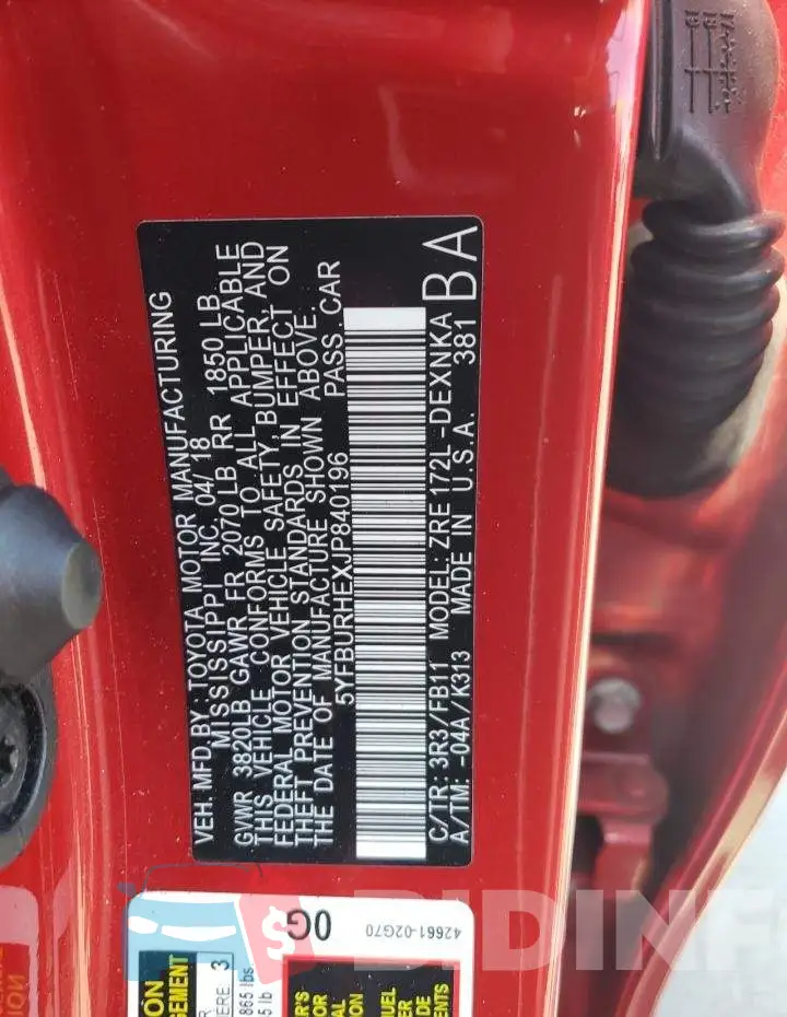 5YFBURHEXJP840196 Photo# 10