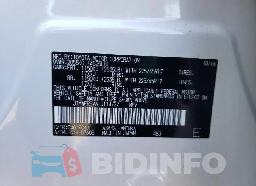 JTMWFREV3HJ114727 Photo# 10