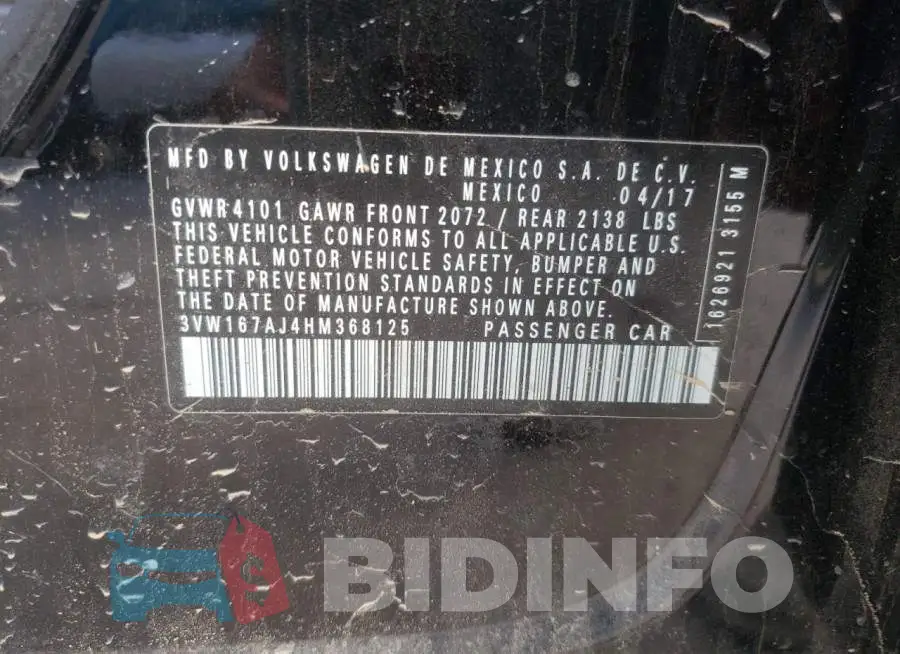 3VW167AJ4HM368125 Photo# 10