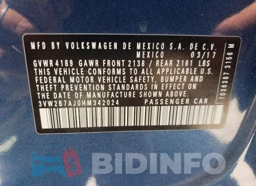 3VW2B7AJ0HM342024 Photo# 10