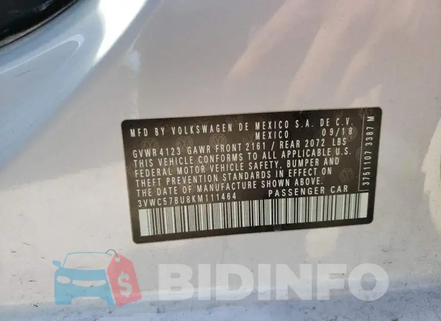 3VWC57BU8KM111464 Photo# 10
