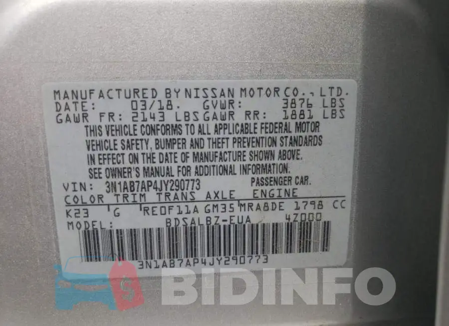 3N1AB7AP4JY290773 Photo# 10