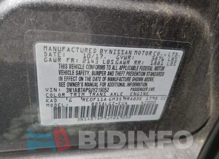 3N1AB7AP9JY219052 Photo# 10