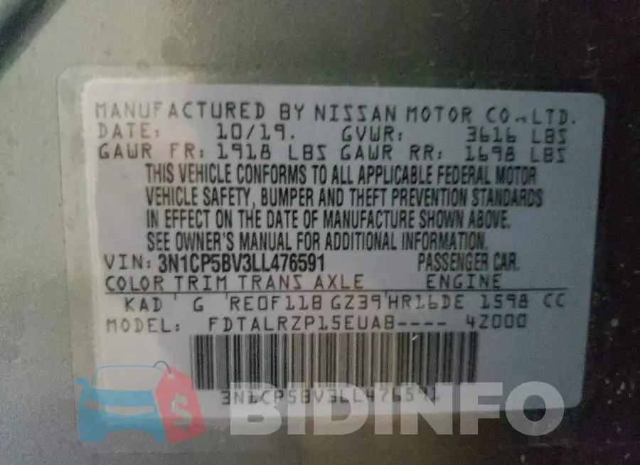 3N1CP5BV3LL476591 Photo# 10
